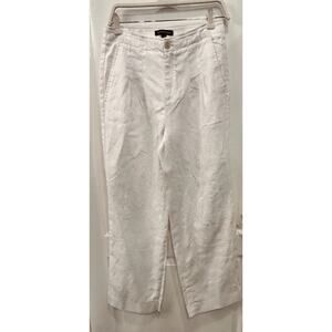 Banana Republic Womens Sz 6 High Rise Pleated Pants Straight Leg Linen White
